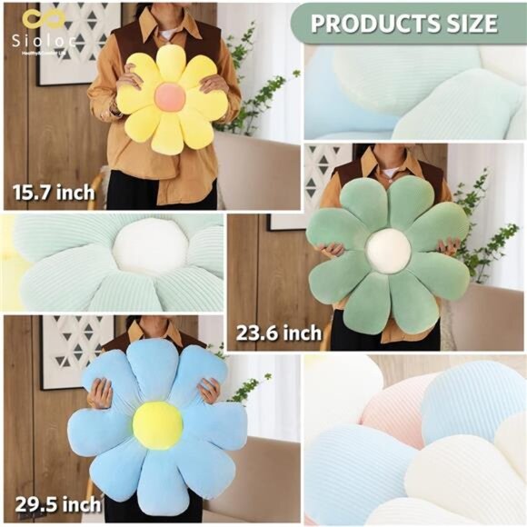 Sioloc Flower Shaped Throw Pillow, Butt Cushion, Floor Pillow,Seating Cushion, - Picture 5 of 7